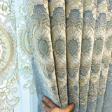 1-Panel European-Style Chenille Embroidered Curtain - Luxurious Shading Solution for French Window, Floating Window, and Balcony - Decorative Door Curtain with Lace Bottom for Living Room, Bedroom, Kitchen, Bathroom, and Home Decor