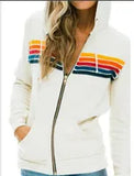 Womens Hoodies & Sweatshirts Women Fashion Hoodie Oversized Rainbow Stripe Long Sleeve Sweatshirt Zipper Pocket Coat Jacket Spring Casual V