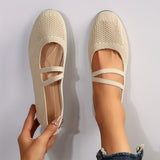 Womens Chic Solid Slip-On Flats - Ultra-Comfortable, Lightweight & Breathable - Soft Sole, Knitted Upper, Effortless Style