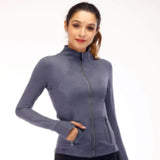 Lululemen Womens Jacket Women's Slim Yoga Jacket Fitness Autumn Solid Breathable Workout Gym Coat Running Sport Sweatshirts Zipper Nylon Tight Tops