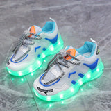 Vibrant Night Light Shoes - Rechargeable, Colorful, Luminous, Mesh Breathable, Spring and Summer Essential for Boys and Girls - Casual Sports Shoes with Nighttime Visibility