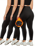 3 Pieces Thermal leggings for women in Fall and Winter, thin fleece high waist leggings workout yoga pants