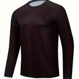 Plus Size Men's Solid Sweat Shirt Breathable Quick Dry Tees For Sports/outdoor, Men's Clothing