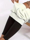 3-Pack Women's Solid Color Plush Lined High Waist Leggings, Casual Comfort Stretch Pants