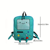 Vibrant Geometric Anime Backpack - Durable Oxford Textile, Spacious Interior, Zipper Closure, Polyester Lining, Perfect School Bag for Students and Anime Fans