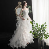 greatnfb  Vestido De Noiva 2024 New Front Short Long Back Strapless Wedding Dress Sweet Bride Dress With Train Custom Made Wedding Gown