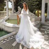 Fashion Sweetheart Puff Sleeves Bridal Gowns Stain A-Line Strapless Bride Dress A Line Backless Simple Wedding Dress Mopping