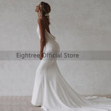 Eightree Mermaid Beach Wedding Dresses Sexy Deep V-neck Backless Bride Dress Long Boho White Fashion Wedding Gowns Custom Made