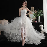 greatnfb  Vestido De Noiva 2024 New Front Short Long Back Strapless Wedding Dress Sweet Bride Dress With Train Custom Made Wedding Gown