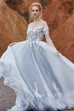 Off the Shoulder Short Sleeves with Lace Applique Crystals A-line Black Wedding Dress Sweep Train Sexy Bridal Dress