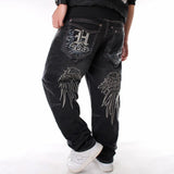 Nanaco Man Loose Baggy Jeans Hiphop Skateboard Denim Pants Street Dance Hip Hop Rap Male Black Trouses Chinese Size 30-46