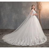 2023 Chinese Wedding Dress With Long Cap Lace Wedding Gown With Long Train Embroidery Princess Plus Szie Bridal Dress