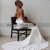 Eightree Mermaid Beach Wedding Dresses Sexy Deep V-neck Backless Bride Dress Long Boho White Fashion Wedding Gowns Custom Made