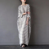 greatnfb Women Cotton Linen Striped Dress 2024 Summer Loose Big Size 4XL 5XL Maxi Dress robe femme Casual Long Boho Kaftan Muslim Dress