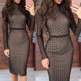 Hot Women Transparent Bandage Bodycon Long Sleeve Party Slim Stretch Ladies Dresses Cocktail Club Long Dress Hot vestido dress