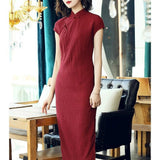 greatnfb  Traditional Chinese Cheongsam Women Girls Cotton Linen Retro Dress Qipao Bodycon Sexy Short Vintage Dresses