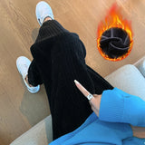 Women Warm Winter Plush Thick Cashmere Corduroy Pants Female Casual Korean Style Sweatpants Loose Harem Long Trousers Joggers