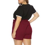 2022 New Women Plus Size Shorts Short Trousers High Waist Large Big Plussize For Female Summer Clothes Solid Black Red Clothing