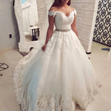 9183 2024 Off Shoulder Embroidery Charming  Sweetheart White Wedding Dress Custom Made Size Ball Gown Wedding Dresse