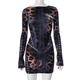 GREATNFB F24DS269 2025  women's clothing new fashionable and sexy slim-fitting round neck positioning printing long-sleeved dress