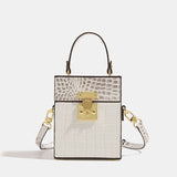2025 popular new bag crocodile pattern small square bag women's handbag high-end lock box bag square messenger bag women