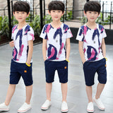 GREATNFB New Children's Boys' Suit Short-Sleeved Children Teens Babies Summer Sports Two-Piece Children's Clothing One Piece Dropshipping