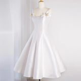 2025 Hepburn Wind Light Wedding Dress High Satin Celebrity Banquet White Dress Light Luxury Suspender Retro Dress Women