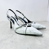 Za Spring/Summer New Denim Low-Cut Lace-up Hollow Closed Toe Sexy Stiletto Heel Fashion Sandals Muller Shoes