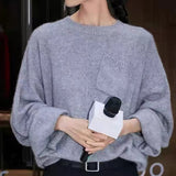 2025 Liu Wen has the same popular new irregular pocket knitted pullover sweater loose Popular style top niche bottoming shirt