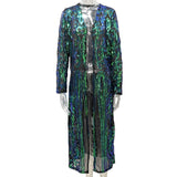 GREATNFB New Sequins Dress Long Sequin Shawl  Sexy Sequin Embroidered See-through Cardigan Hair Generation