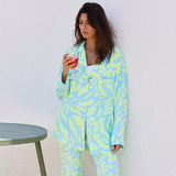 GREATNFB 2025 2022  autumn printed pajamas set, loose trousers, fashionable and casual imitation silk women's loungewear outside
