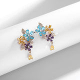 2025 S925 silver needle sweet and clear temperament earrings fairy style advanced sense super flash zircon inlaid water drop flower stud earrings