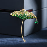 2025 High-end cheongsam dress accessories rain lotus corsage zircon dripping oil Chinese style elegant temperament water drop lotus leaf brooch