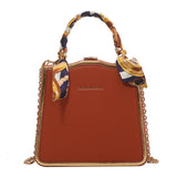 GREATNFB 2025 new women's box bag Korean version of fashion high-end chain messenger bag popular silk scarf handbag