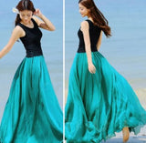 GREATNFB Cross-Border Big Hem Skirt European and American New Slimming Summer Chiffon Long Dress Brocade Silk