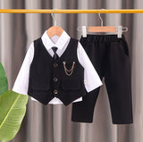 GREATNFB New Fashion Children's Clothing Korean Style Spring and Autumn Korean Style Boys' Baby Clothes Infants' Vest Three-Piece Suit Trendy Hair Generation