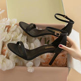 greatnfb Women's Sandals 2022 Summer New Fairy Style Stiletto Sexy Fashion All-Match Ankle-Strap High Heels Fashion