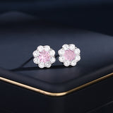 2025 S925 silver needle temperament earrings wholesale spring and summer new niche high-end round zircon daily flower simple ear