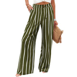 greatnfb Cross-Border  HOTan and NEWn Summer Comfortable High Waist Trousers Button Elastic Waist Wide Leg Pants for Women Casual Straight Pants