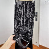2025 Dinner dress radiant skirt women's high waist and thin fish scale sequins design sense medium and long straight skirt