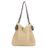 GREATBFB Korean Style Ins Navy Style Straw Bag  New Handmade One-Shoulder Knitted Women's Bag All-Matching Minority Fashion