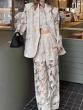 Spring clothes are matched with a complete set of cold wind, high-end sense, light luxury, apricot hollow lace suit, vest three-piece suit for women