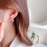 2025 popular new earrings, high-end earrings, creative design earrings, contrasting colors, front and rear double-sided love-shaped ear buckles