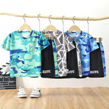 GREATNFB Summer Children's Suit  New Quick Drying Clothes Sportswear Baby Boys' Camouflage T-shirt Two-Piece Children's Clothing Wholesale