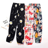 greatnfb Summer Women's Cotton Silk Thin Bloomers Adult Anti Mosquito Pants Beach Pants Artificial Cotton Casual Loose Tappered Pajama Pants