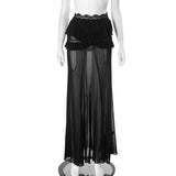 GREATNFB G24SK300 2025 cross-border New 's new sexy tall mesh double-layer lace long skirt