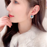 2025 haute couture elegance temperament earrings wholesale tide pearl light green zircon bow lace stud earrings