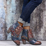 GREATNFB Retro Cross-Border  New Winter Classic Fashion Hand Stitching Jacquard Techniques Fashion Women's Short Boots Wholesale