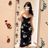 2025 spring new off-the-shoulder suspender slim-fit dress high waist shows figure temperament hip skirt long dress M3010