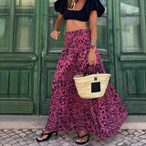 GREATNFB Summer New Women's Printed Skirt Holiday Long Skirt Bohemian Swing Skirt